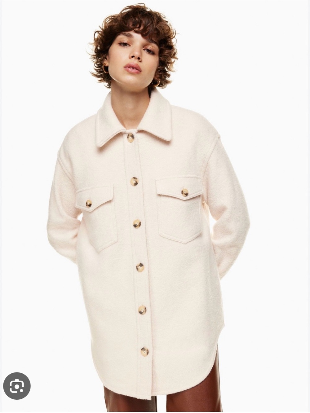 NWT Aritzia Wilfred Ganna Heather Bone Button-Up Wool Blend Shacket